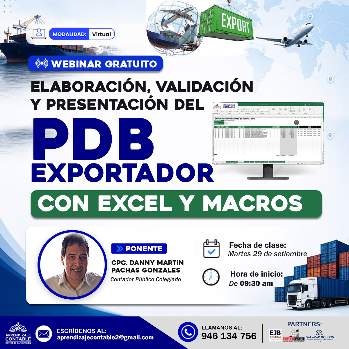 Webinar ELABORACIÓN, VALIDACIÓN Y PRESENTACIÓN DEL PDB EXPORTADOR
CON EXCEL Y MACROS